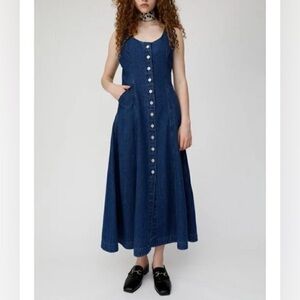 Moussy Jeans Denim Button Front Midi Dress Sz 1